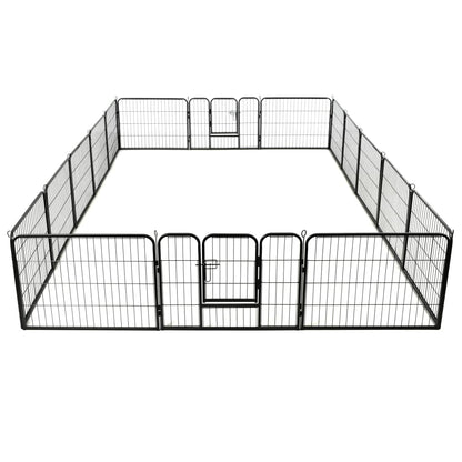 Box per Cani con 16 Pannelli in Acciaio 60x80 cm Nero - homemem39