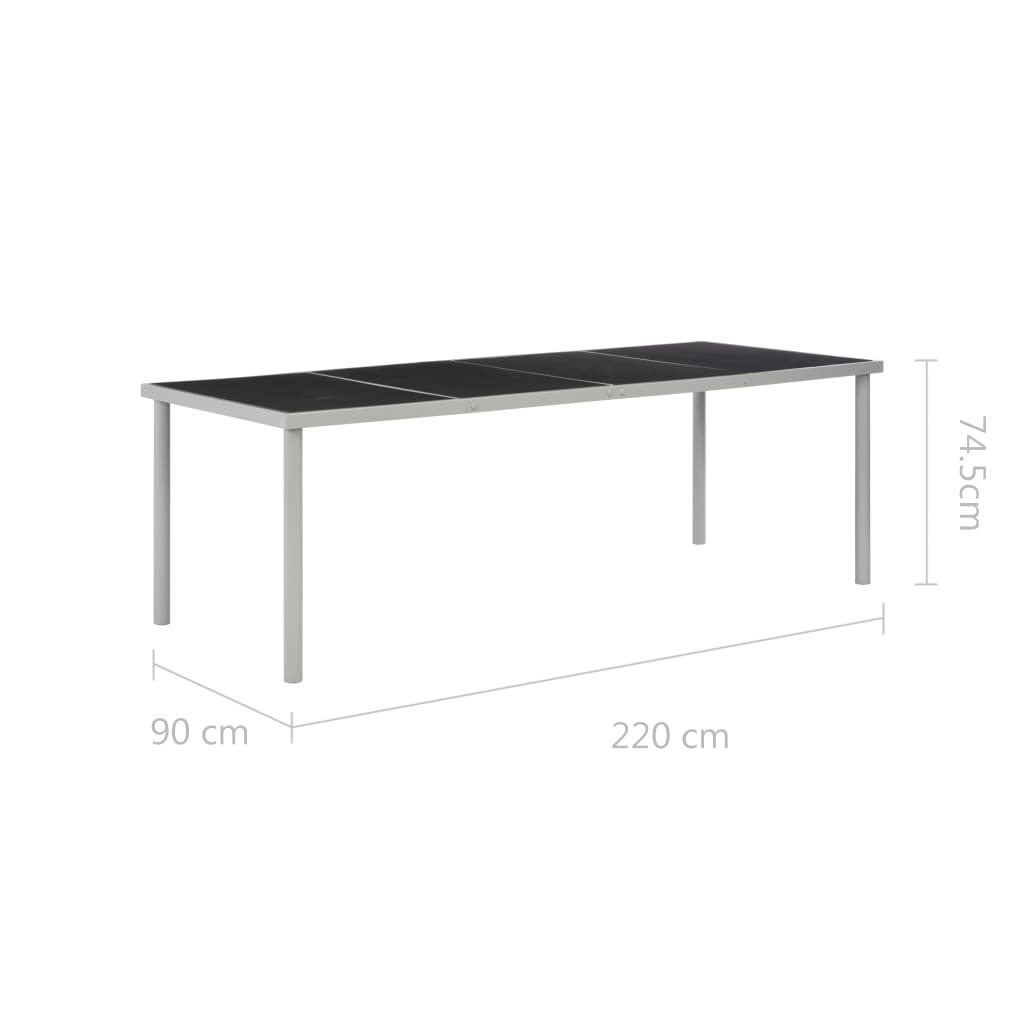 Tavolo da Giardino Nero 220x90x74,5 cm in Acciaio - homemem39