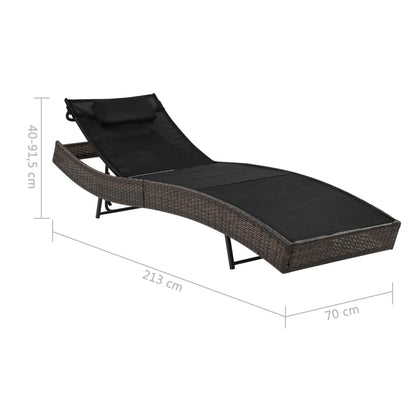 Lettino Prendisole con Cuscino in Polyrattan Marrone - homemem39