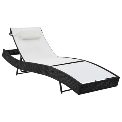 Lettino Prendisole con Cuscino in Polyrattan Nero - homemem39