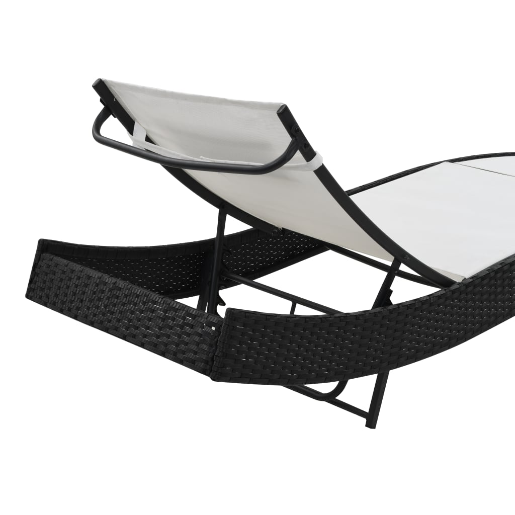 Lettino Prendisole con Cuscino in Polyrattan Nero - homemem39