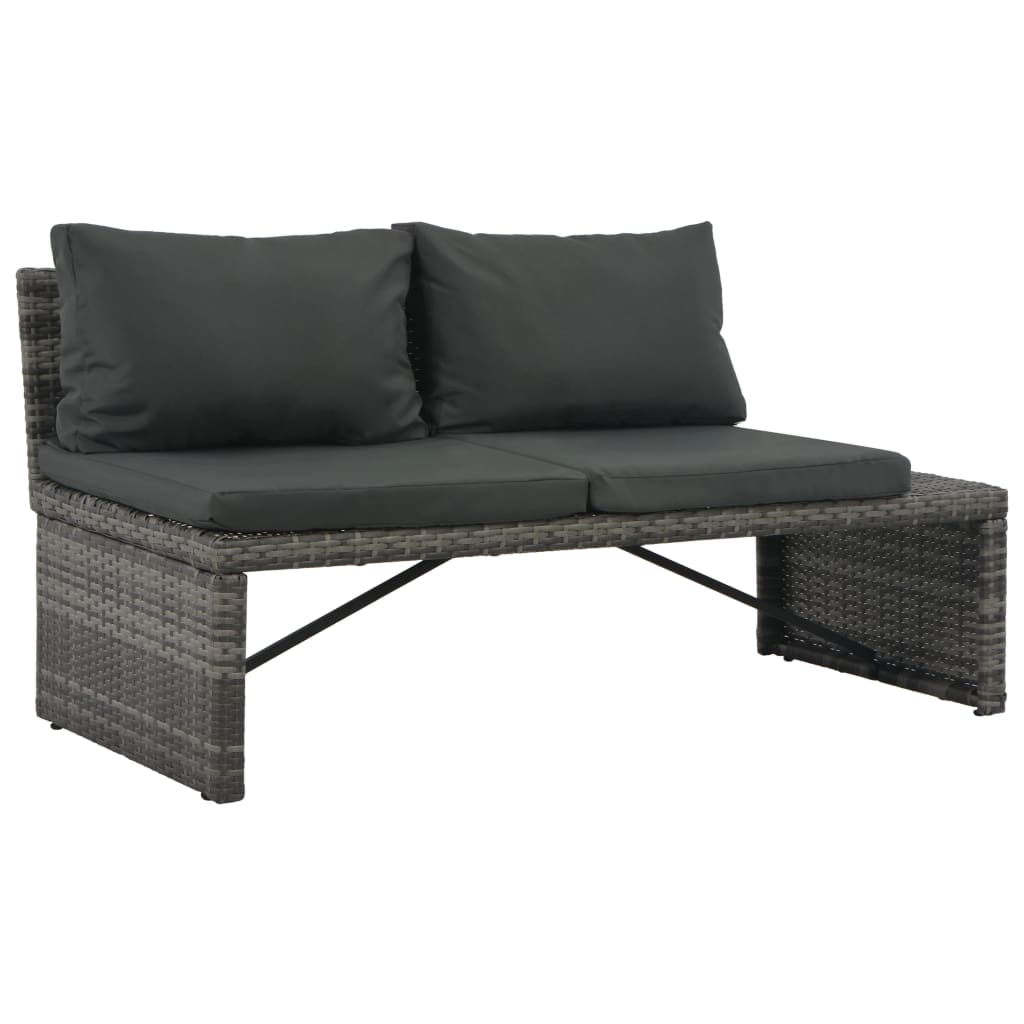 Set Divani da Giardino 3 pz con Cuscini in Polyrattan Grigio - homemem39