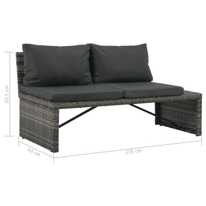 Set Divani da Giardino 3 pz con Cuscini in Polyrattan Grigio - homemem39