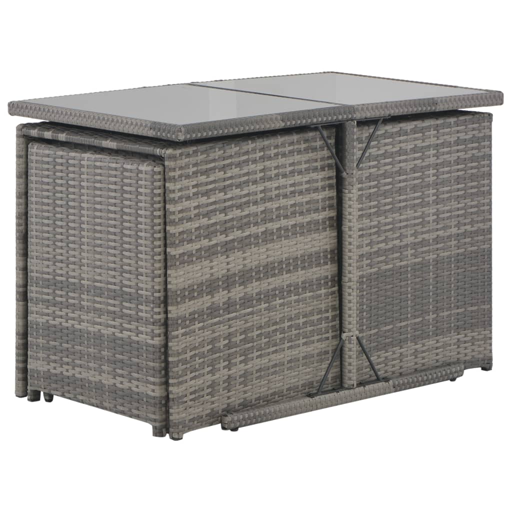 Set da Pranzo per Esterni 7 pz con Cuscini in Polyrattan Grigio - homemem39