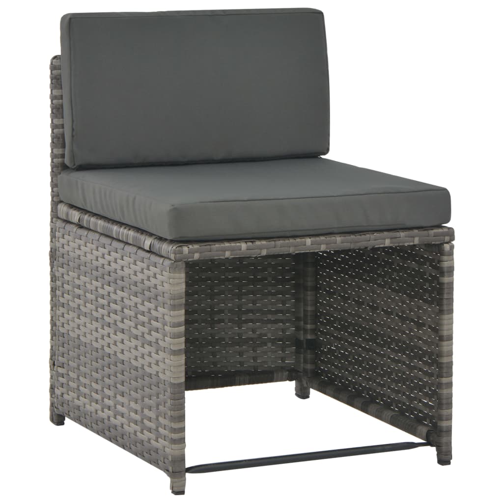 Set da Pranzo per Esterni 7 pz con Cuscini in Polyrattan Grigio - homemem39