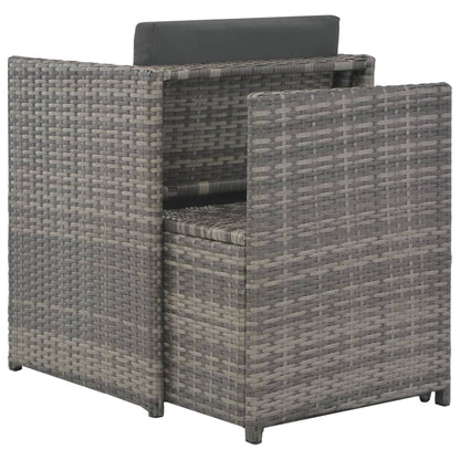 Set da Pranzo per Esterni 7 pz con Cuscini in Polyrattan Grigio - homemem39