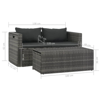 Set Divani da Giardino 6 pz con Cuscini in Polyrattan Grigio - homemem39