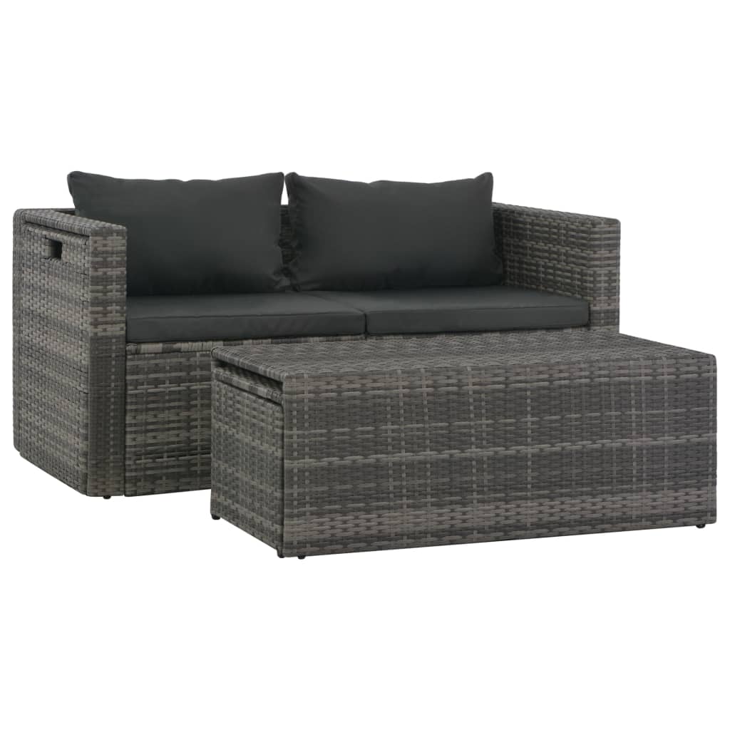 Set Divani da Giardino 6 pz con Cuscini in Polyrattan Grigio - homemem39