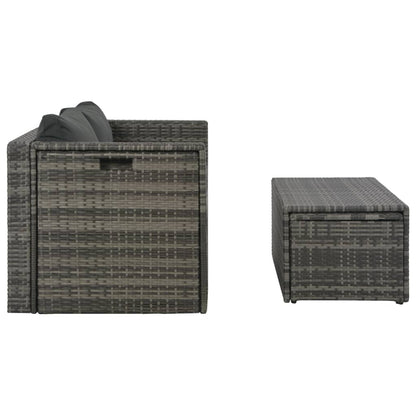 Set Divani da Giardino 6 pz con Cuscini in Polyrattan Grigio - homemem39