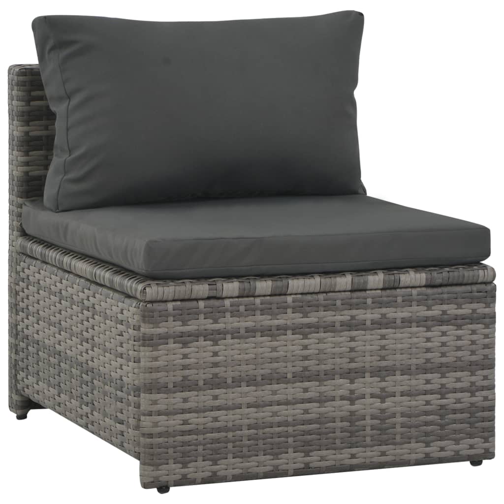 Set Divani da Giardino 6 pz con Cuscini in Polyrattan Grigio - homemem39