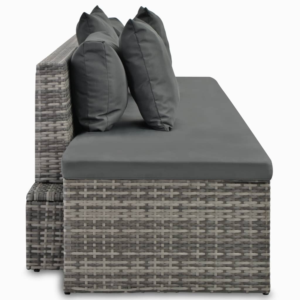 Set Divani da Giardino 4 pz con Cuscini in Polyrattan Grigio - homemem39