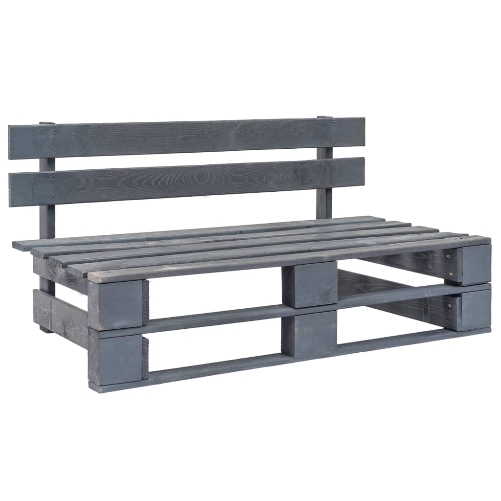 Panca da Giardino su Pallet in Legno Grigio - homemem39