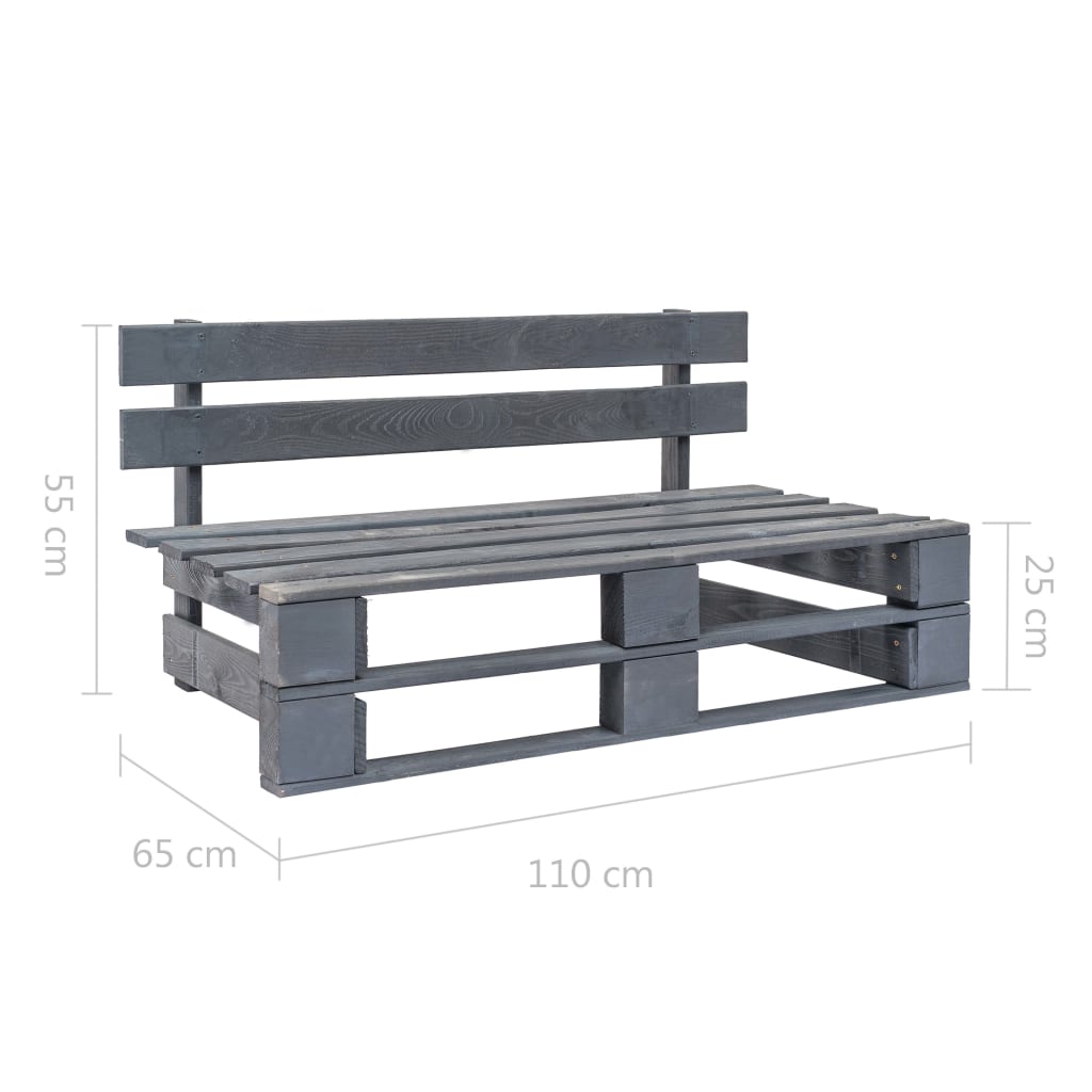 Panca da Giardino su Pallet in Legno Grigio - homemem39