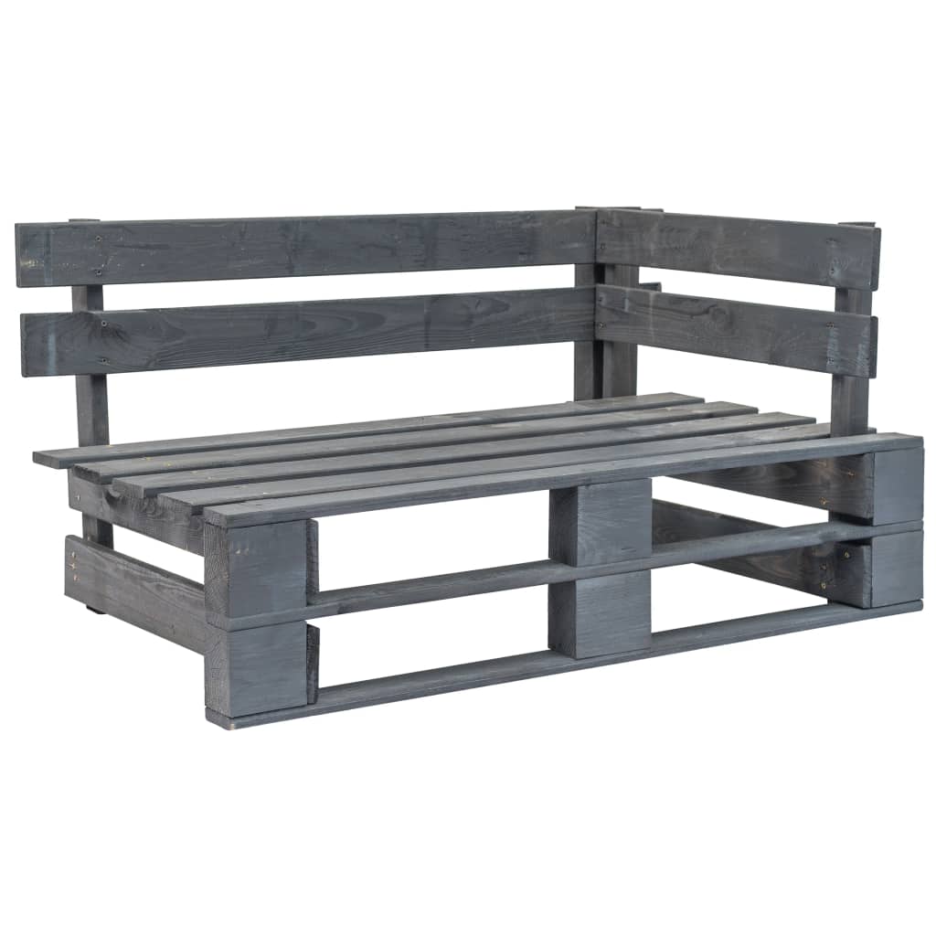 Panca da Giardino Angolare con Pallet in Legno Grigio - homemem39