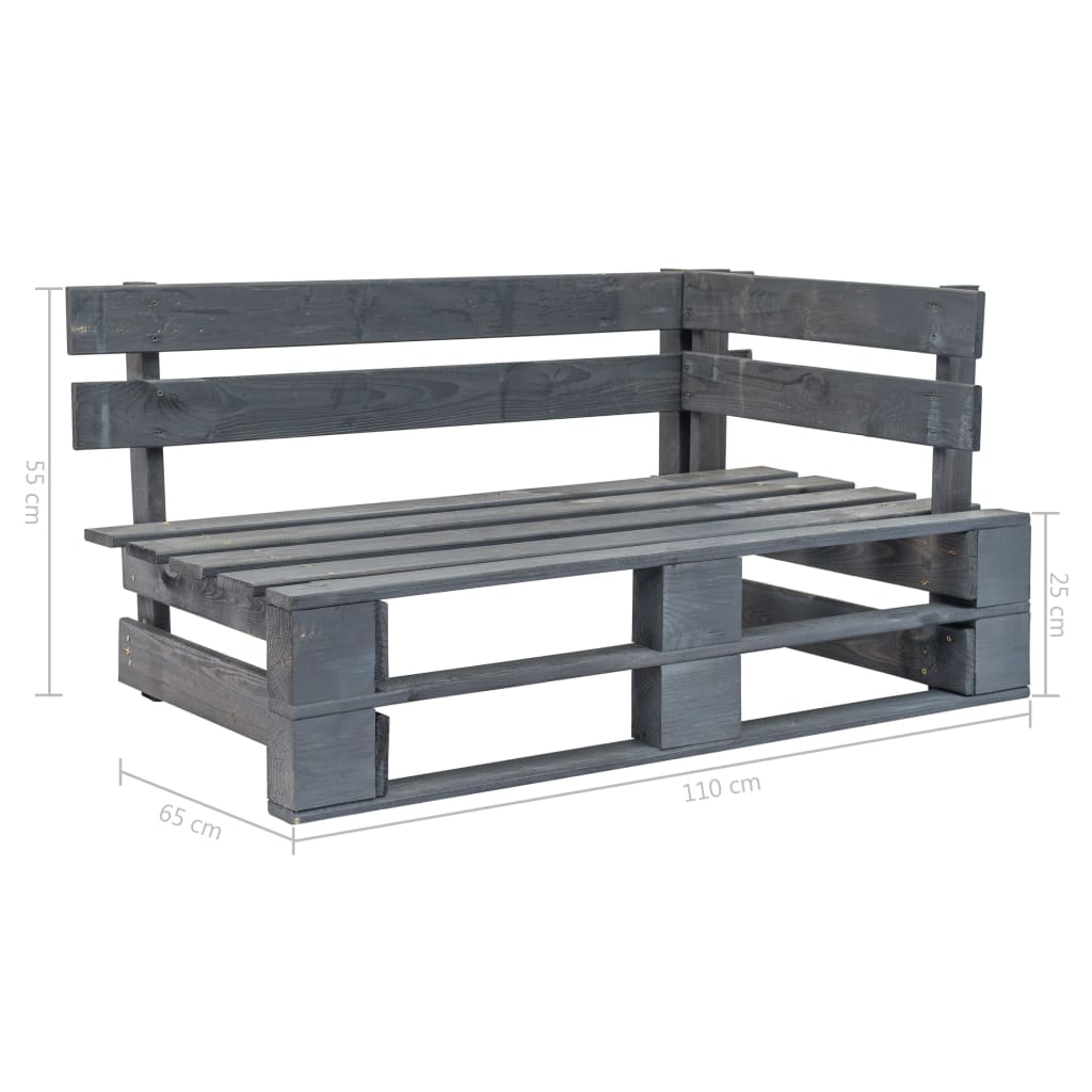 Panca da Giardino Angolare con Pallet in Legno Grigio - homemem39