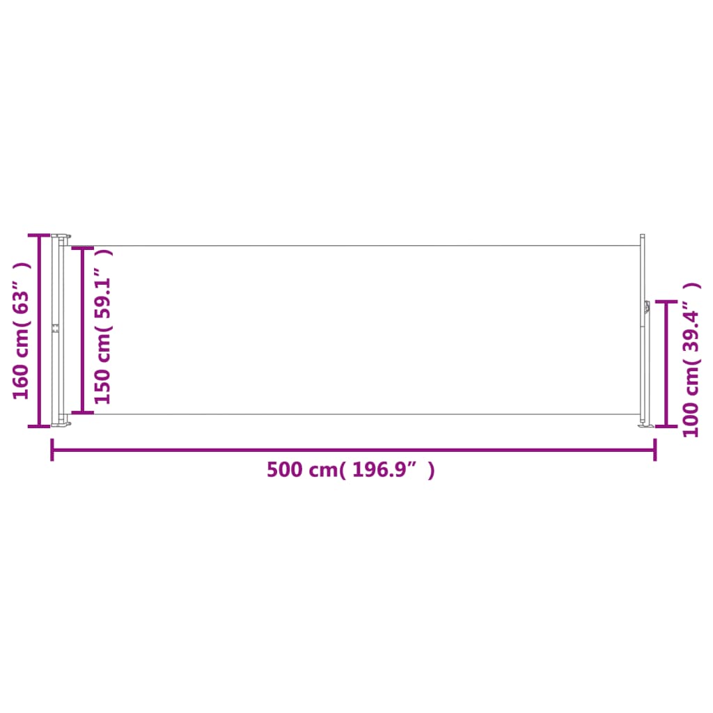 Tenda da Sole Laterale Retrattile 160 x 500 cm Rossa - homemem39