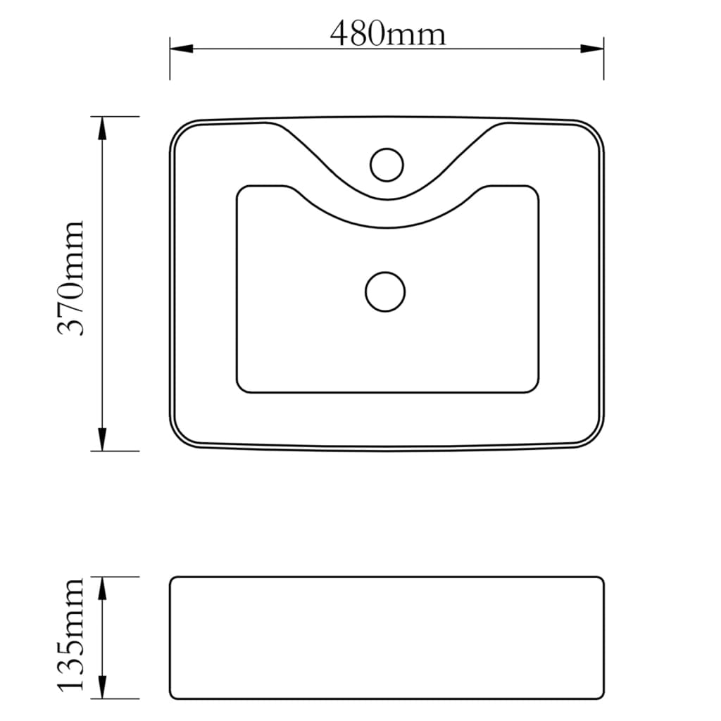 Lavandino con Foro per Rubinetto 48x37x13,5 cm Ceramica Argento - homemem39