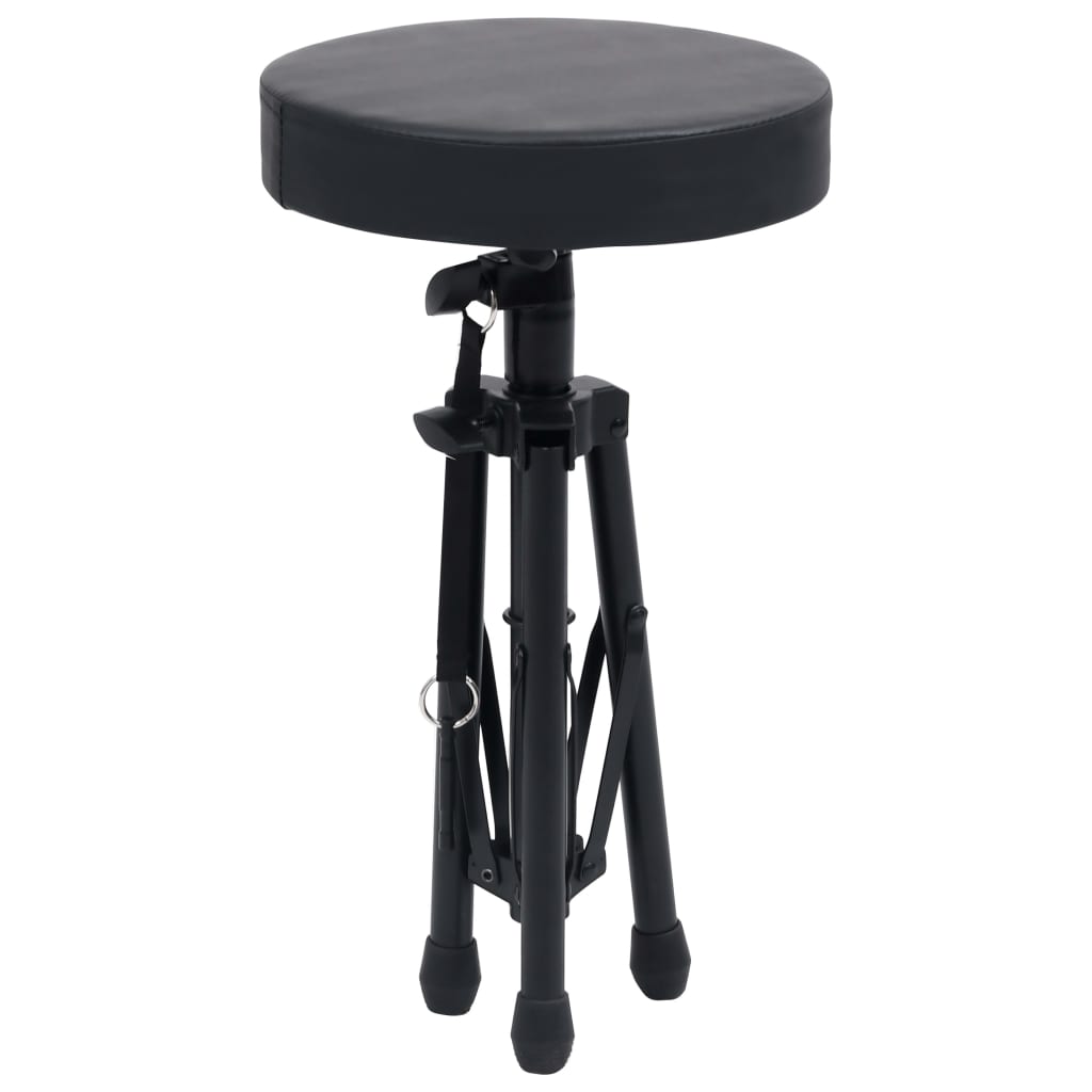 Set Supporto per Tastiera a Doppia Staffa con Sgabello Nero - homemem39