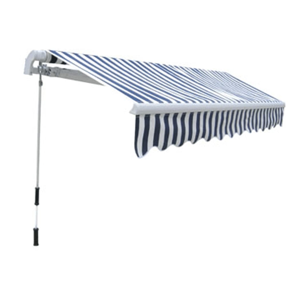 Tenda da Sole Pieghevole Manuale 300 cm Blu/Bianca - homemem39