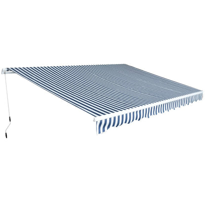 Tenda da Sole Pieghevole Manuale 450 cm Blu/Bianca - homemem39