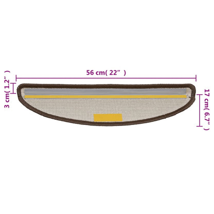 Tappetini per Scale 15 pz Marroni 56x17x3 cm - homemem39