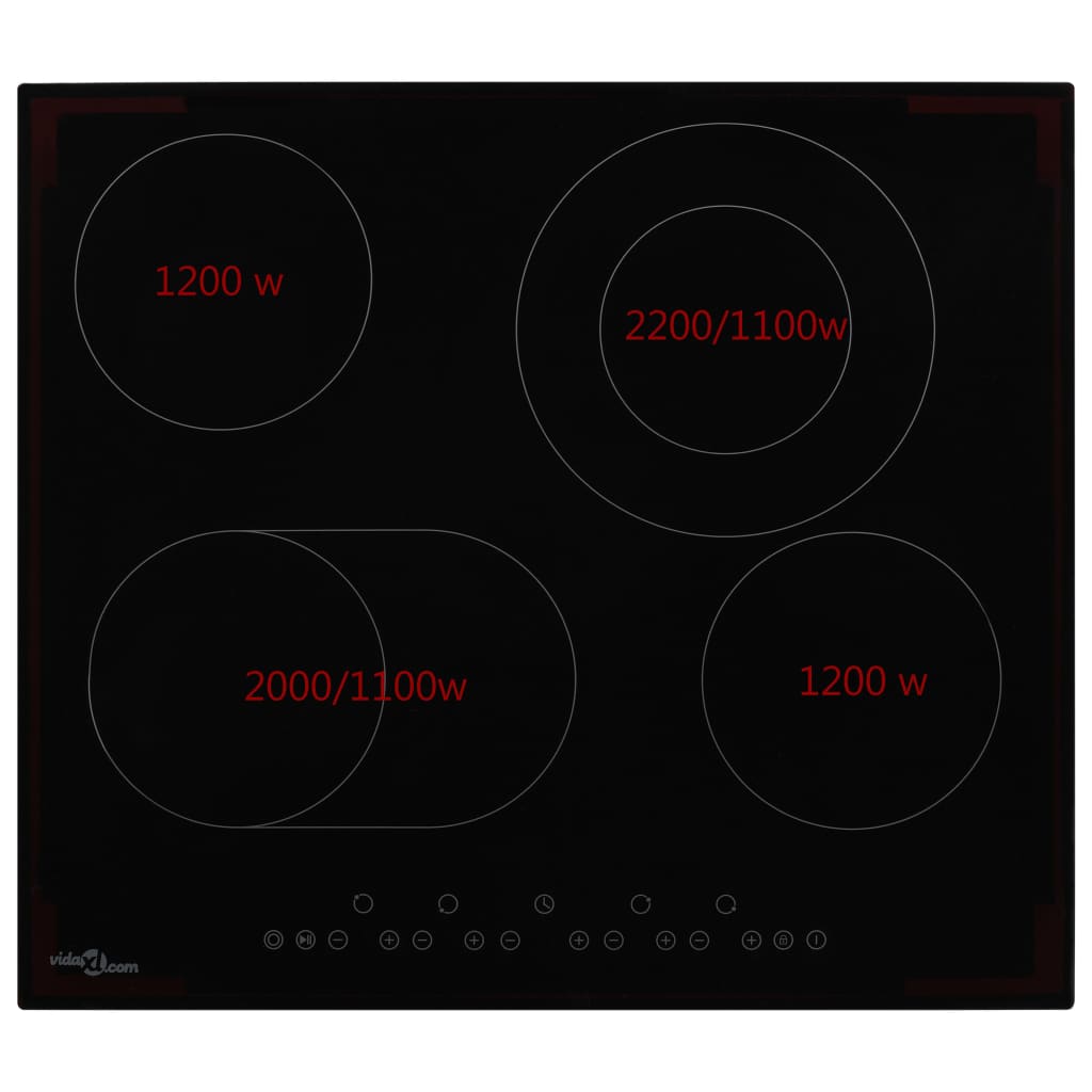 Piano Cottura in Ceramica con 4 Zone e Controlli Touch 6600 W - homemem39