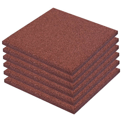 Piastrelle Anticaduta 6 pz in Gomma 50x50x3 cm Rosso - homemem39