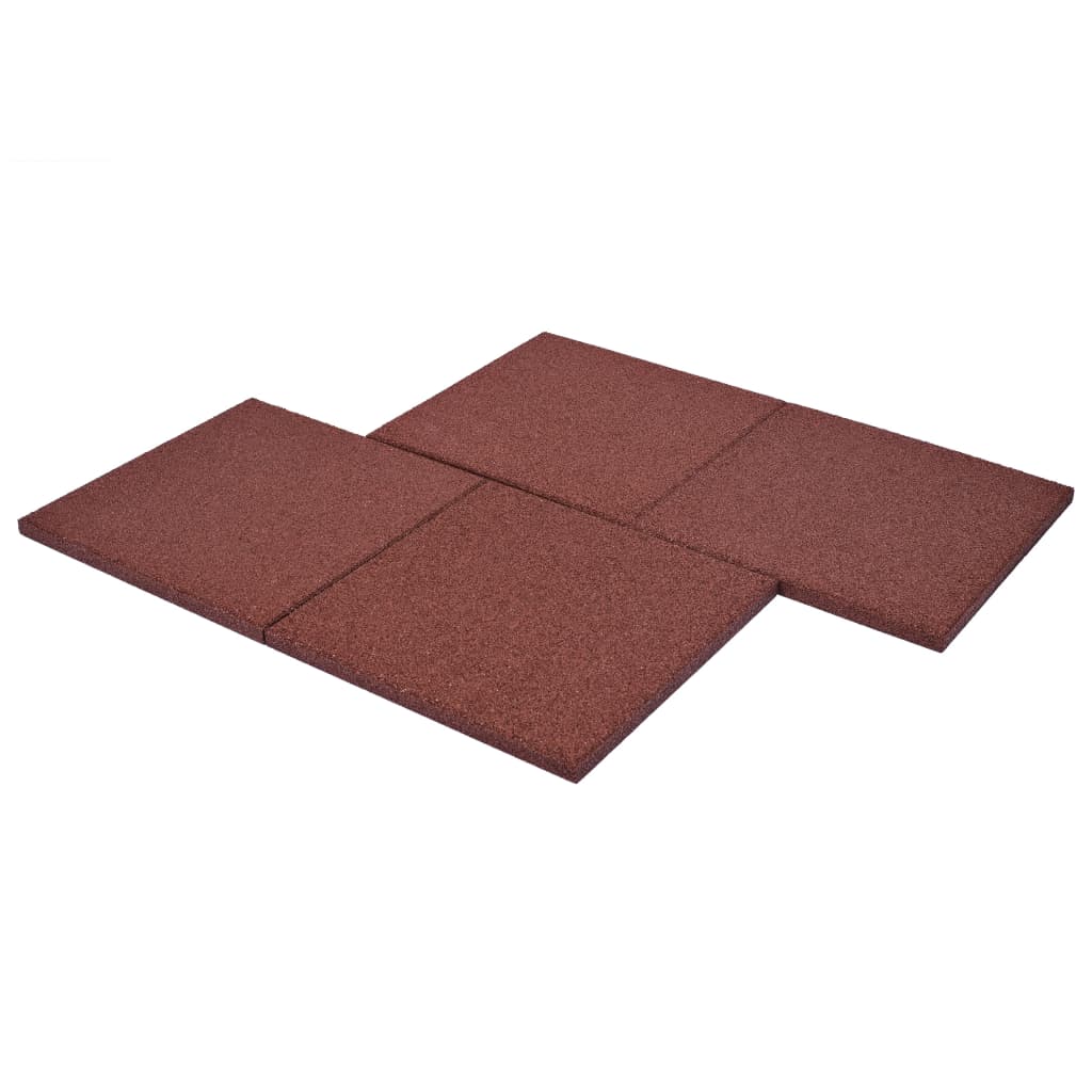 Piastrelle Anticaduta 6 pz in Gomma 50x50x3 cm Rosso - homemem39