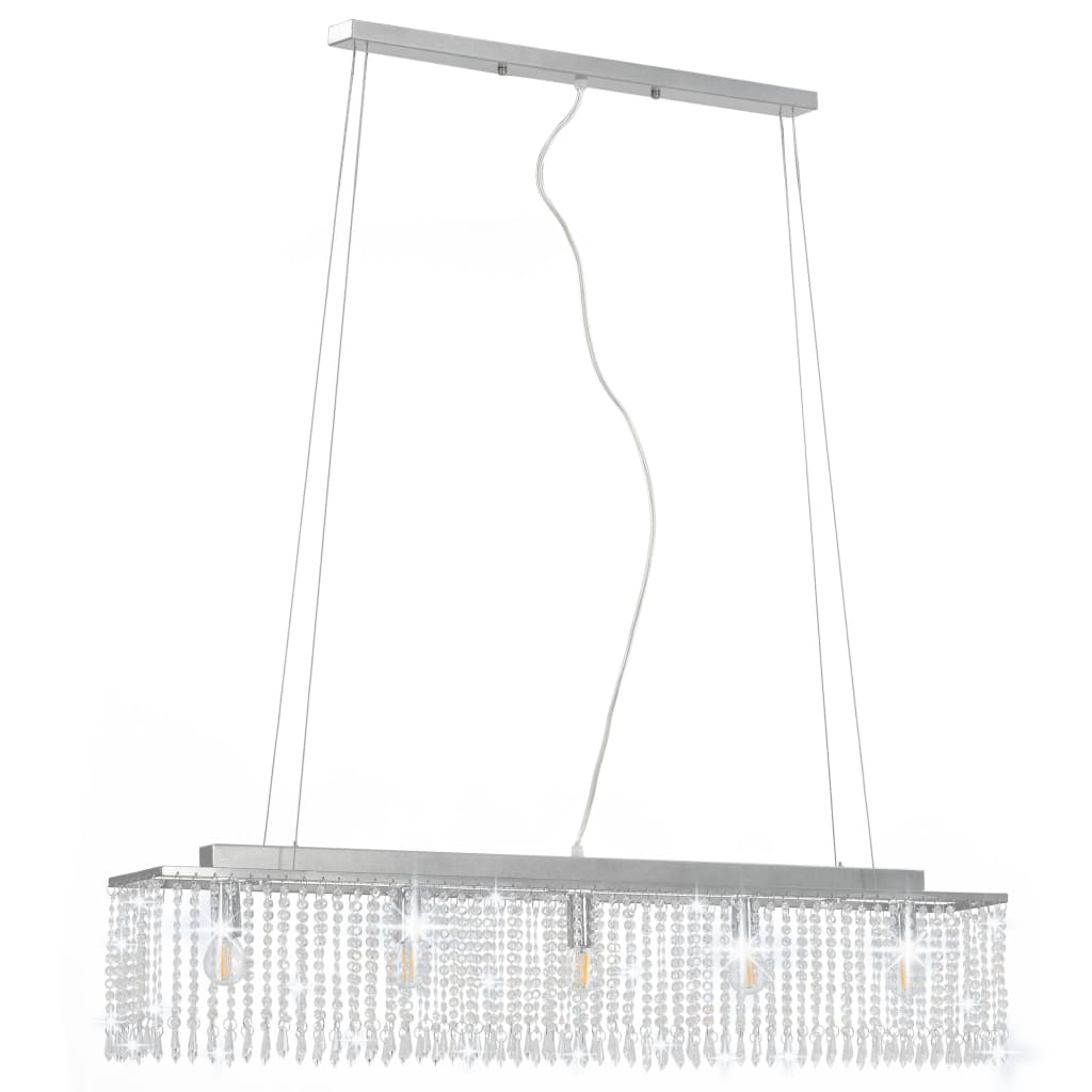 Lampadario con Perle di Cristallo Argento 104 cm E14 - homemem39