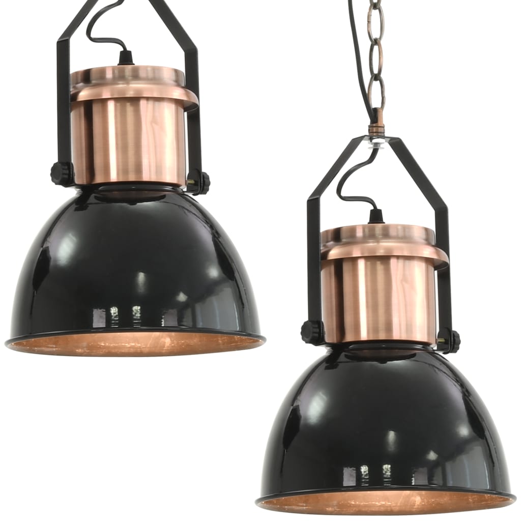 Lampade da Soffitto 2 pz Nero Tondo E27 - homemem39