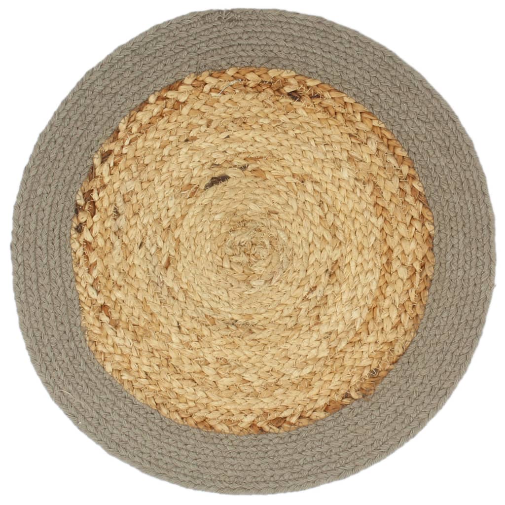 Tovagliette 4 pz Naturale e Grigio 38 cm in Juta e Cotone - homemem39