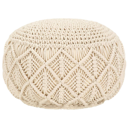 Pouf Lavorato a Mano in Macramé 45x30 cm in Cotone - homemem39