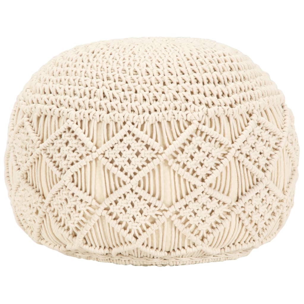 Pouf Lavorato a Mano in Macramé 45x30 cm in Cotone - homemem39