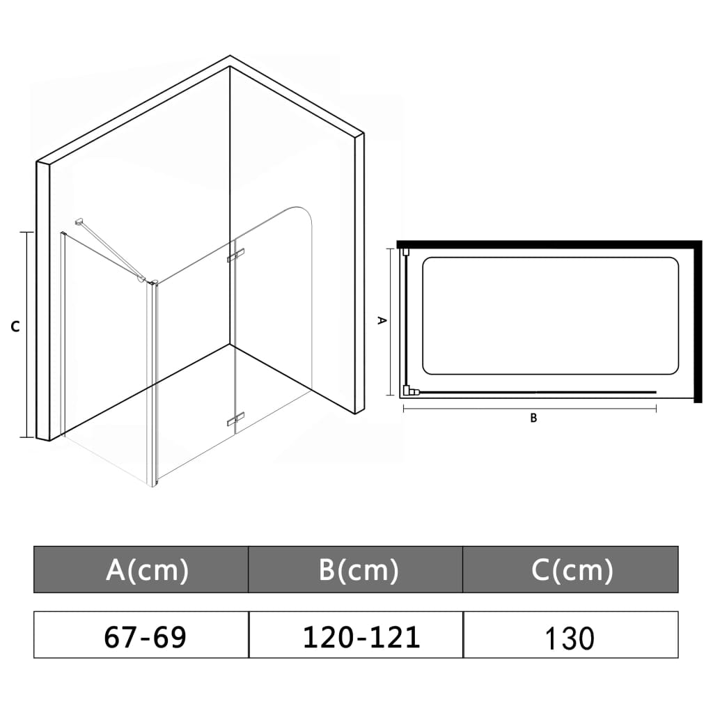 Box Doccia Pieghevole a Libro in ESG 120x68x130 cm - homemem39