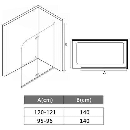 Box Doccia Pieghevole a Libro 2 Pannelli in ESG 95x140 cm - homemem39