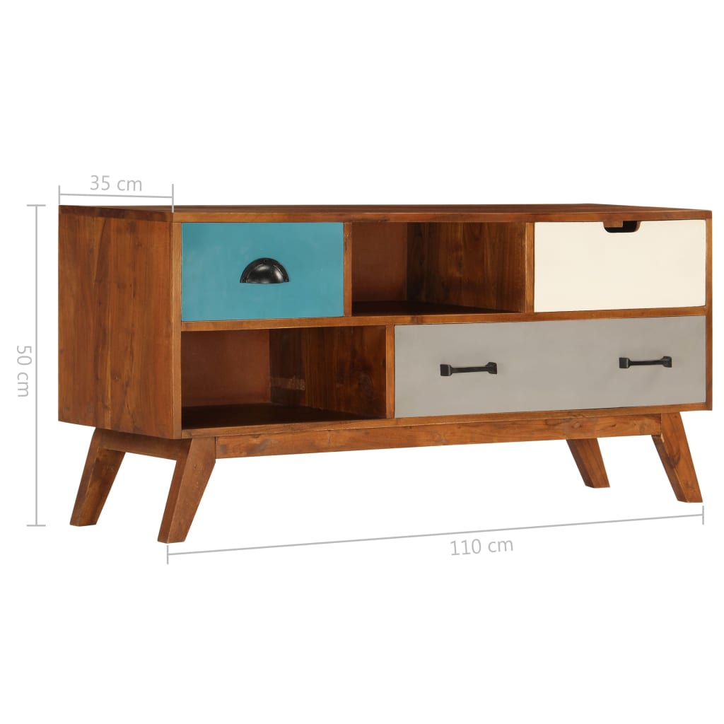 Mobile Porta TV 3 Cassetti 110x35x50cm Legno Massello di Acacia - homemem39