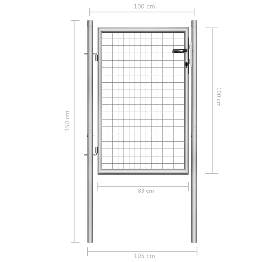 Cancello per Giardino in Acciaio Zincato 105x150cm Argento - homemem39