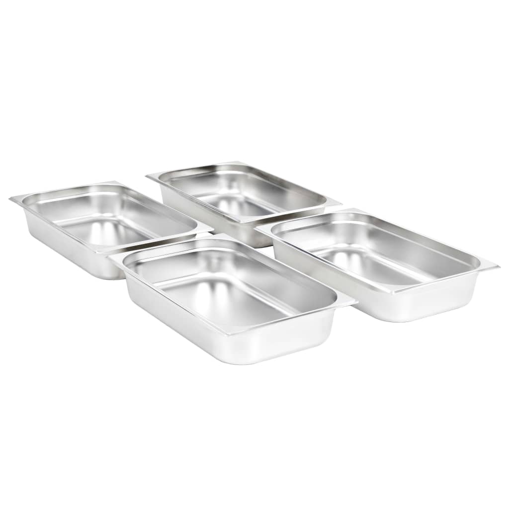 Contenitori Gastronorm 4 pz GN 1/1 100 mm in Acciaio Inox - homemem39