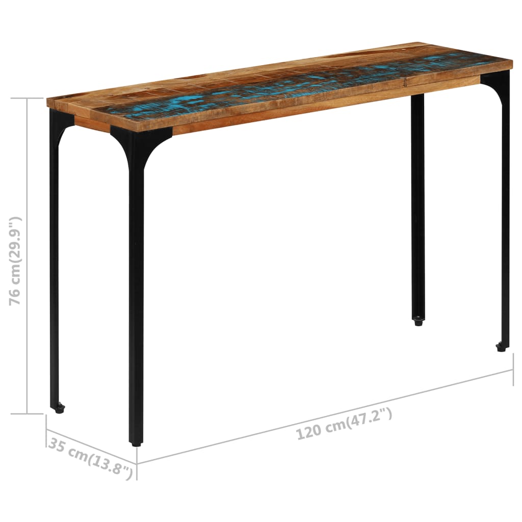 Tavolo Consolle 120x35x76 cm Legno Massello di Recupero - homemem39