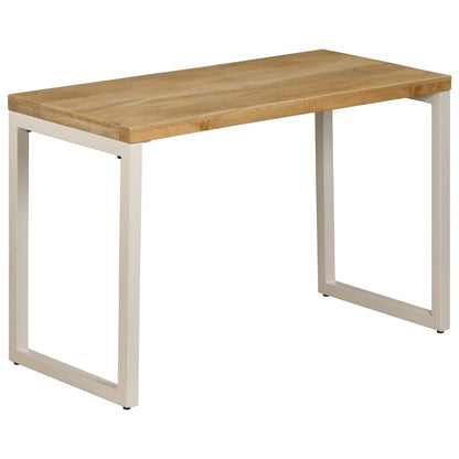 Tavolo da Pranzo 115x55x76 cm Legno Massello di Mango e Acciaio - homemem39