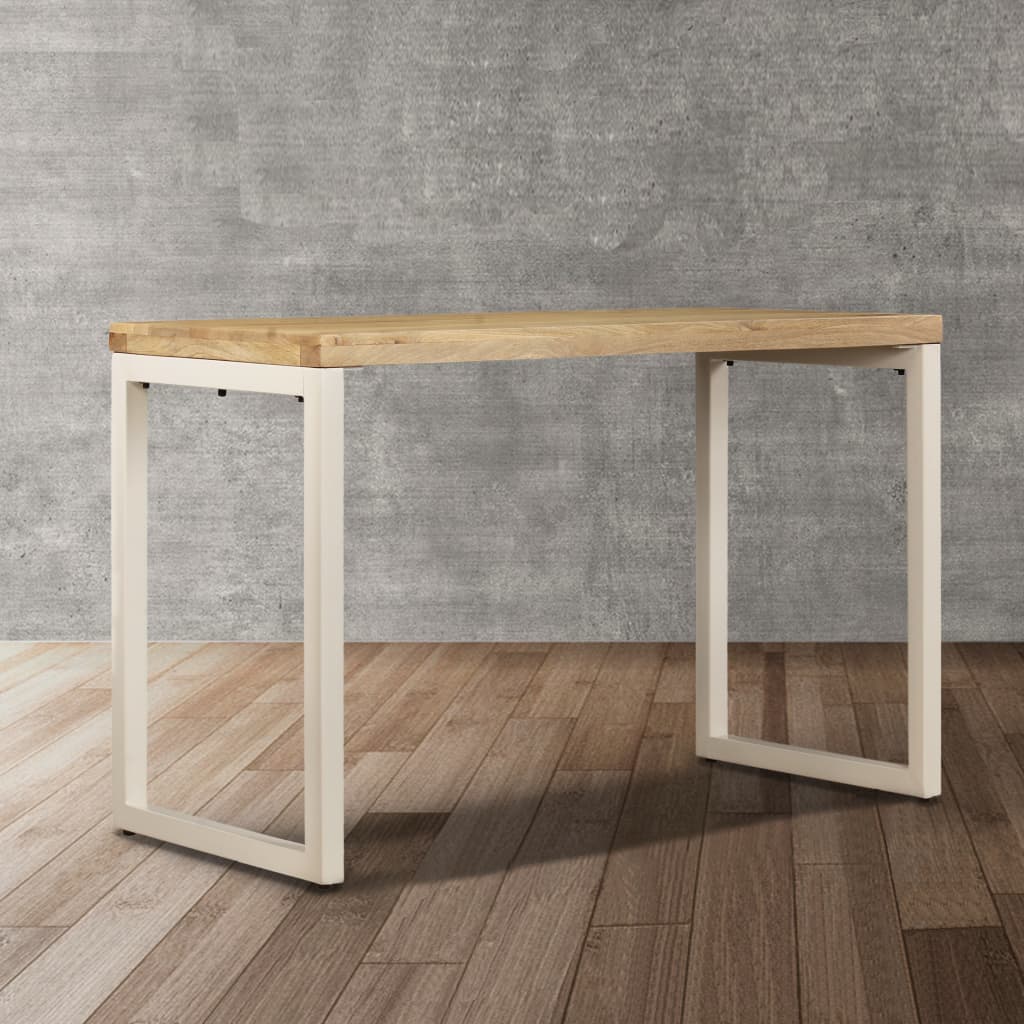 Tavolo da Pranzo 115x55x76 cm Legno Massello di Mango e Acciaio - homemem39