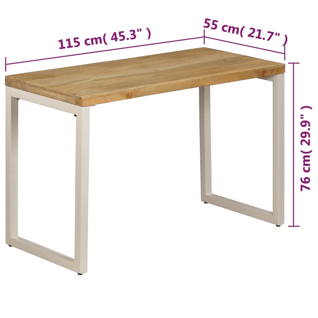 Tavolo da Pranzo 115x55x76 cm Legno Massello di Mango e Acciaio - homemem39