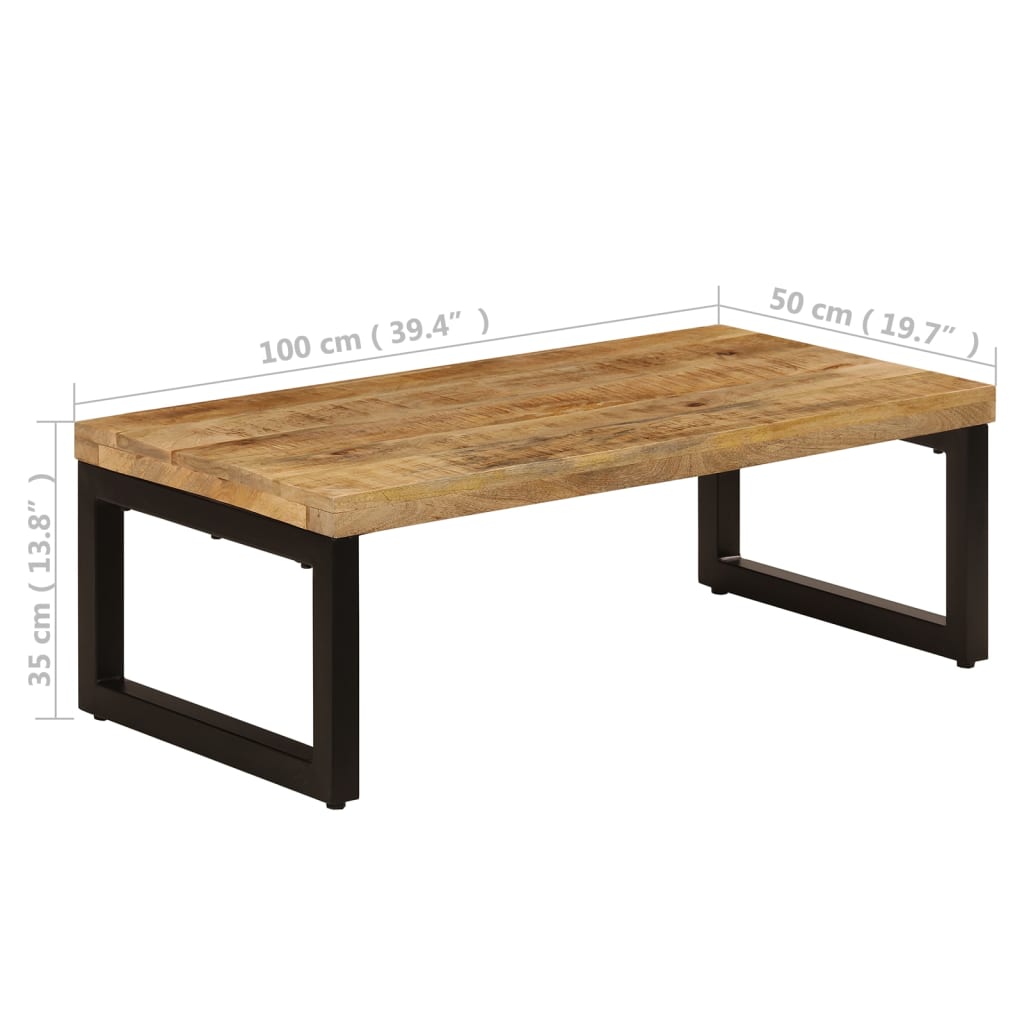 Tavolino da Caffè 100x50x35cm Legno Massello di Mango e Acciaio - homemem39