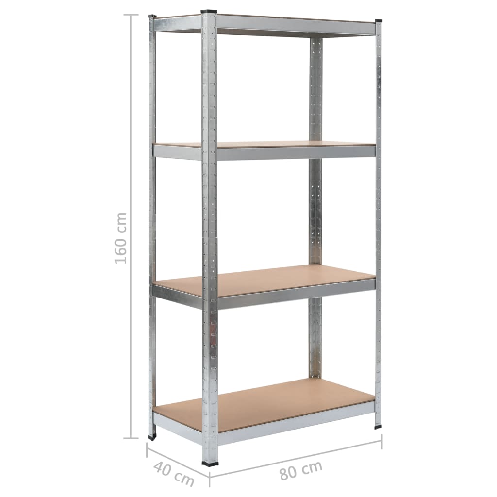 Scaffale Argento 80x40x160 cm Acciaio e MDF - homemem39