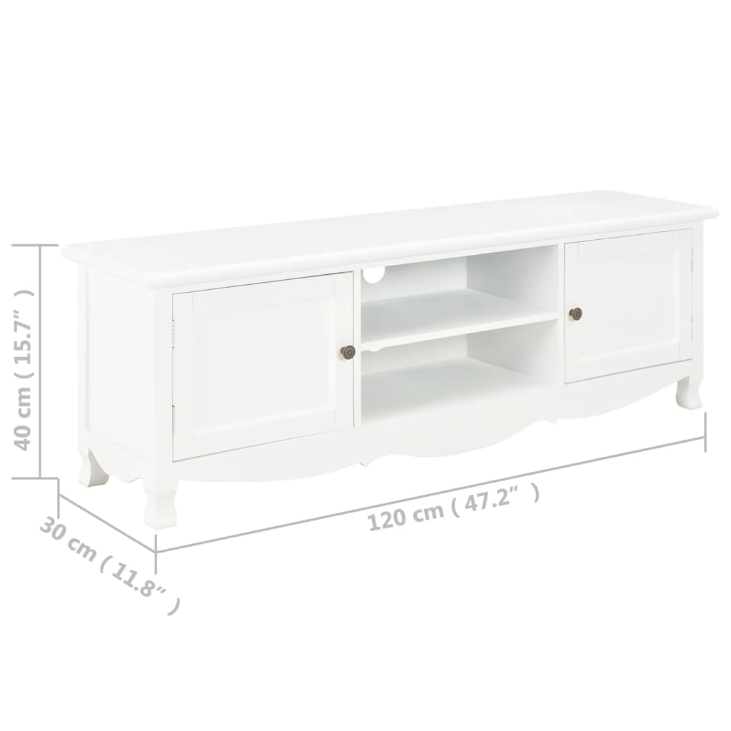 Mobile Porta TV Bianco 120x30x40 cm in Legno - homemem39