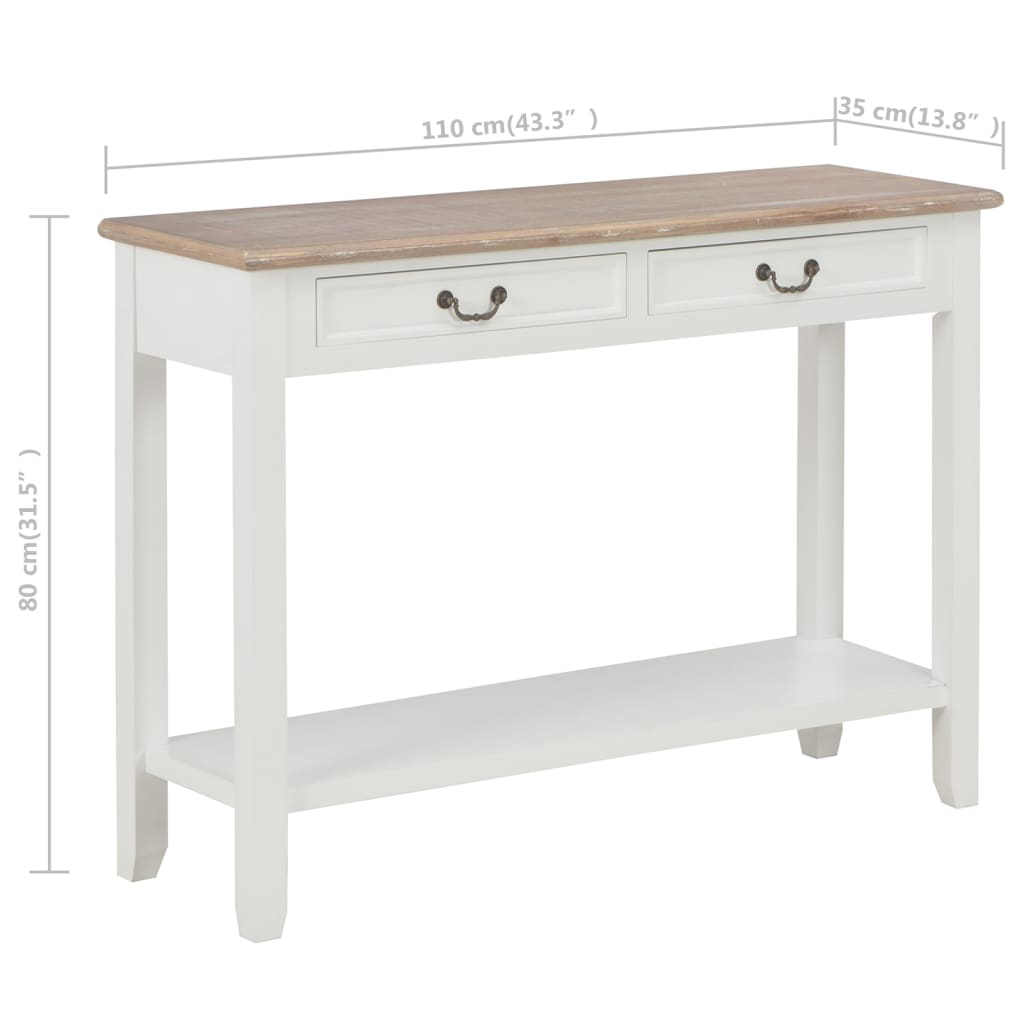 Tavolo Consolle Bianco 110x35x80 cm in Legno - homemem39