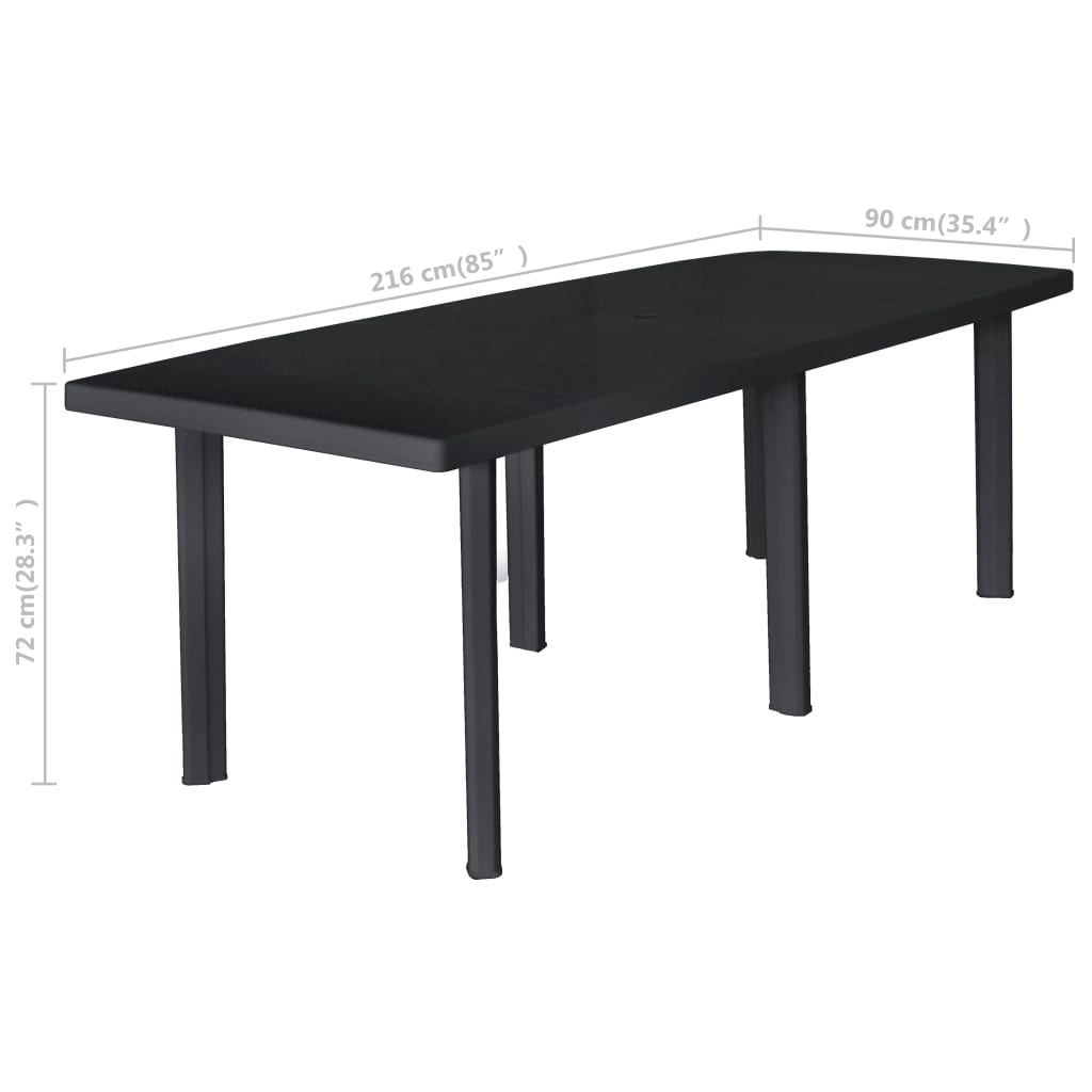 Tavolo da Giardino Antracite 216x90x72 cm in Plastica - homemem39