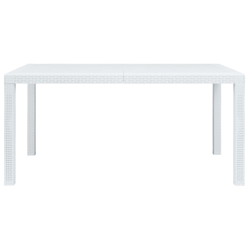 Tavolo da Giardino Bianco 150x90x72 cm in Plastica Stile Rattan - homemem39