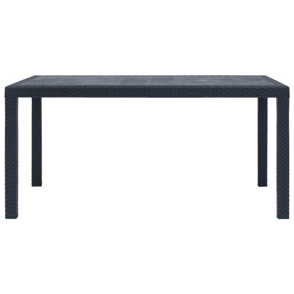 Tavolo da Giardino Antracite 150x90x72 cm Plastica Stile Rattan - homemem39