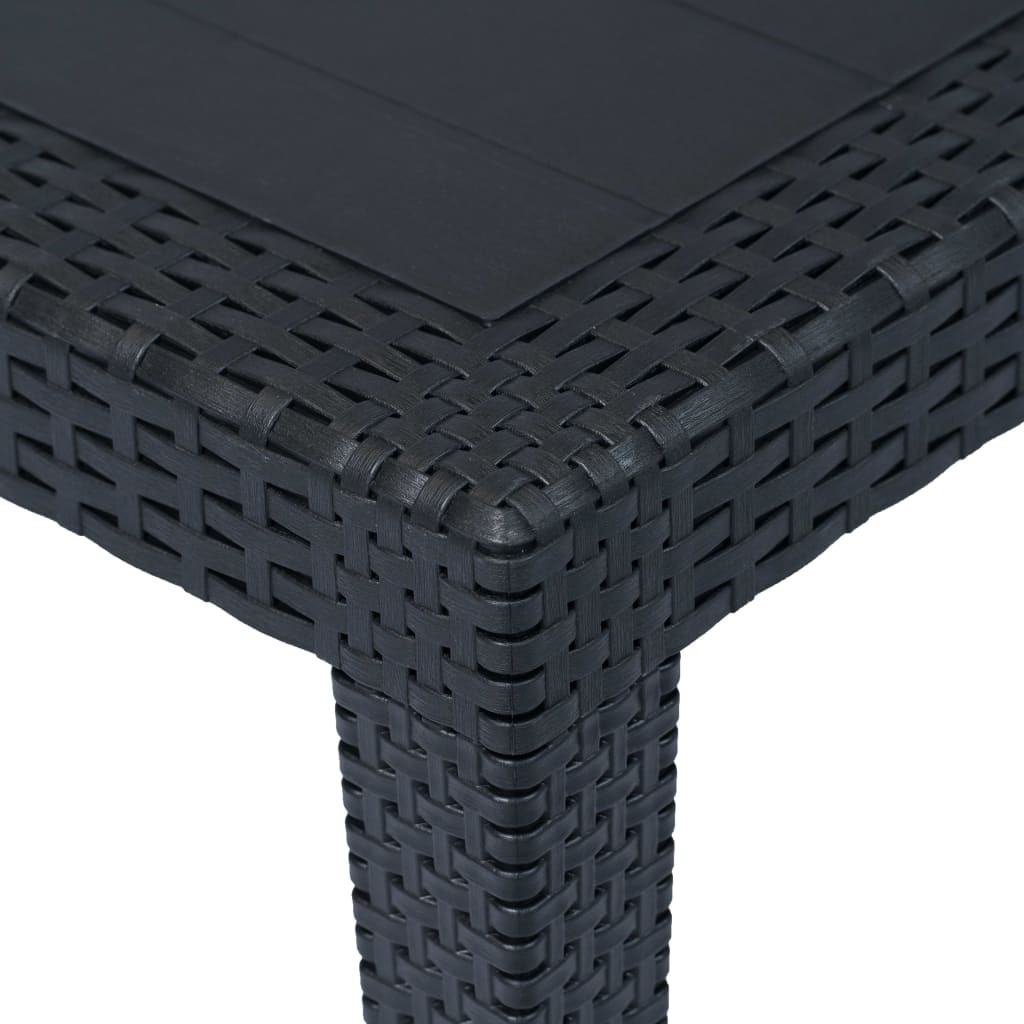 Tavolo da Giardino Antracite 150x90x72 cm Plastica Stile Rattan - homemem39